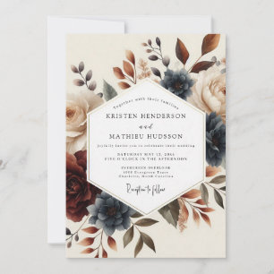 Invitation Mariage Automnal Ardoise et Rouille