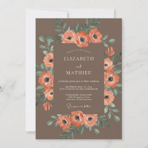 Invitation Mariage Automnal Atmosphérique Brun au Chocolat
