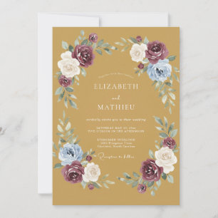 Invitation Mariage Automnal Atmosphérique Jaune Moutarde