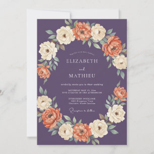 Invitation Mariage Automnal aux Reflets de Prune Polie
