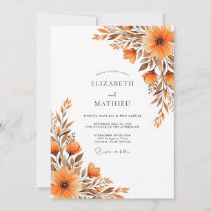 Invitation Mariage Automnal aux Reflets Orange Brûlé