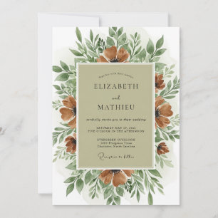 Invitation Mariage Automnal Bio Vert Sauge
