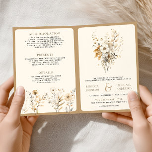 Invitation Mariage automnal bohème avec code QR de fleurs sau