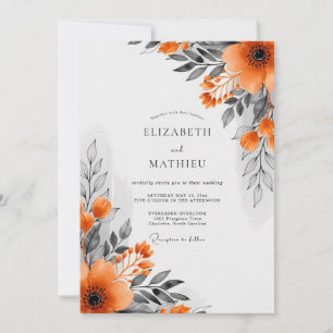 Invitation Mariage Automnal Botanique Orange Gras