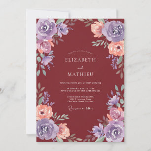 Invitation Mariage Automnal Bourguignon Élégant