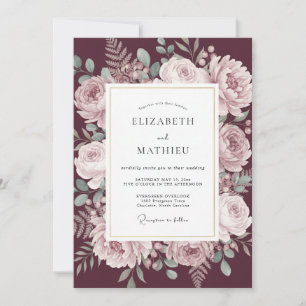 Invitation Mariage Automnal Bourguignon Sombre