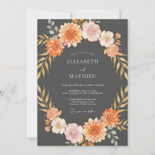 Invitation Mariage Automnal Charbon Sombre