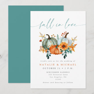 Invitation Mariage automnal chic bohème rustique de citrouill