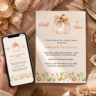 Invitation Mariage automnal de citrouille en amour crème