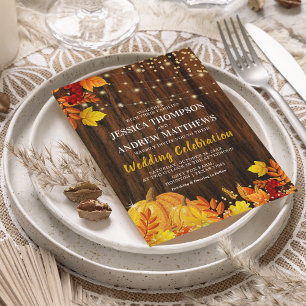 Invitation Mariage automnal de citrouille scintillante rustiq