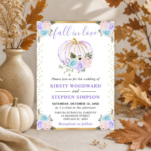Invitation Mariage automnal de citrouilles florales violettes