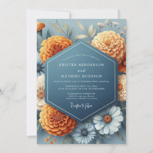 Invitation Mariage Automnal Denim Ambre