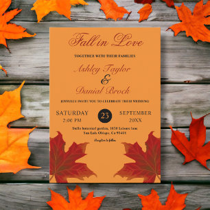 Invitation Mariage Automnal Élégant à l'Orange Brûlé