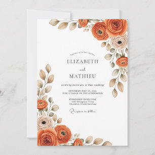 Invitation Mariage Automnal Élégant en Terracotta