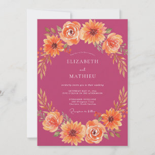 Invitation Mariage Automnal Enjoué Magenta