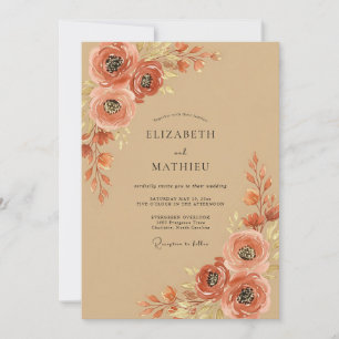 Invitation Mariage Automnal Envoûtant en Terracotta
