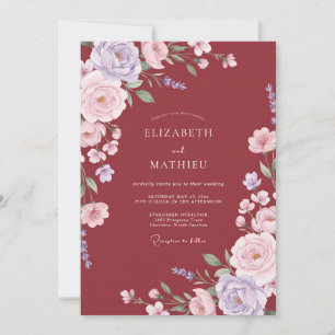 Invitation Mariage Automnal Glamour Rouge Profond