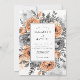 Invitation Mariage Automnal Grisâtre aux Pêches