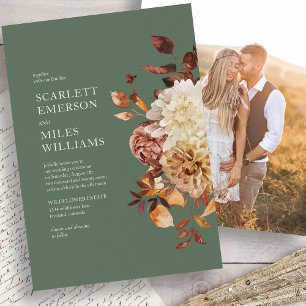 Invitation Mariage Automnal Moderne Sage