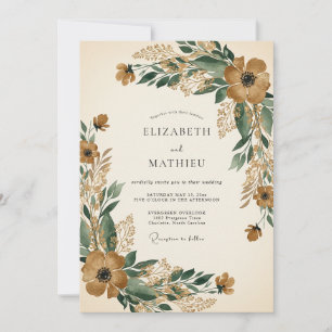 Invitation Mariage Automnal Orné Ambre