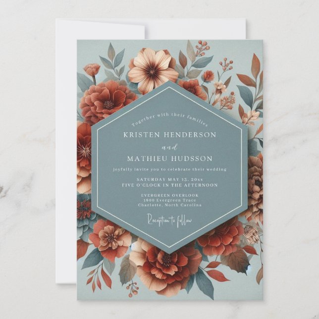 Invitation Mariage Automnal Paprika Ardoise (Devant)