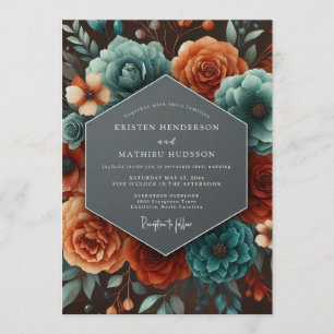 Invitation Mariage Automnal Paprika Sarcelle