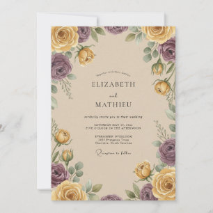 Invitation Mariage Automnal Raffiné au Plum