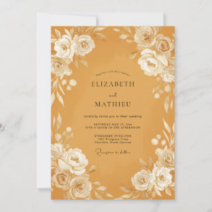 Invitation Mariage Automnal Raffiné Honey Gold