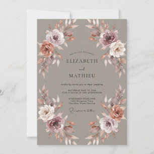 Invitation Mariage Automnal Raffiné Mauve