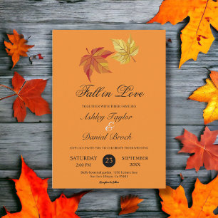 Invitation Mariage Automnal Rustique Couleur Orange Brûlé