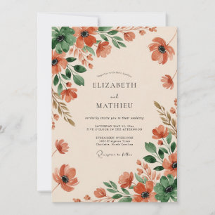Invitation Mariage Automnal Serein en Terracotta