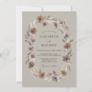 Invitation Mariage Automnal Serein Mauve