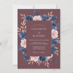 Invitation Mariage Automnal Sophistiqué aux Tons de Prune