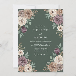 Invitation Mariage Automnal Vert Moussu et Maussade