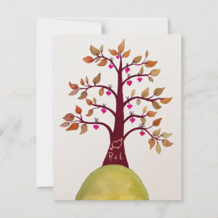 Invitation Mariage Automne Automne Amour Coeur Arbre Carving 