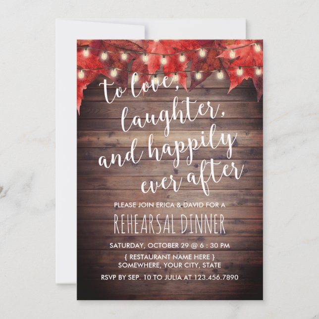 Invitation Mariage Automne Heureux Jamais Après Le Dîner De R (Devant)