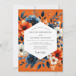 Invitation Mariage Automne Romantique Fleur de Rosier Rougeât