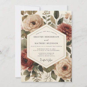 Invitation Mariage Automne Romantique Floral Rosé