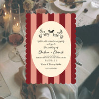 Mariage aux colombes rayé rouge rétro