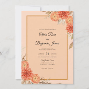Invitation Mariage aux Dahlia Abricot