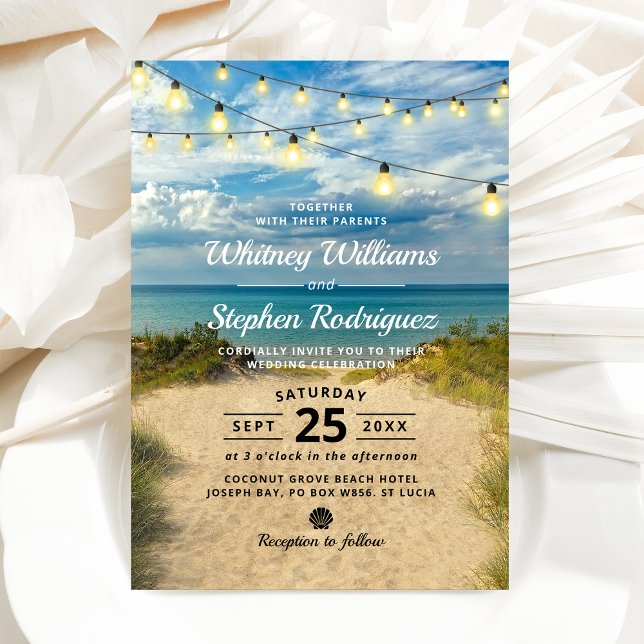Invitation Mariage aux Dunes de Sable de Plage Vintage (Créateur téléchargé)