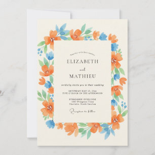 Invitation Mariage aux Feuilles Azurées de Mandarine