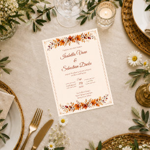 Invitation Mariage aux feuilles d'automne rustique