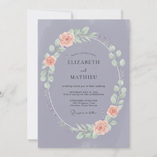 Invitation Mariage aux Feuilles de Corail Mauve