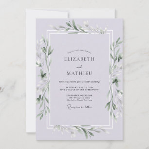 Invitation Mariage aux Feuilles de Lavande Pâle