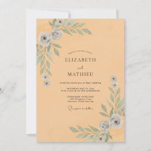Invitation Mariage aux Feuilles de Pêche