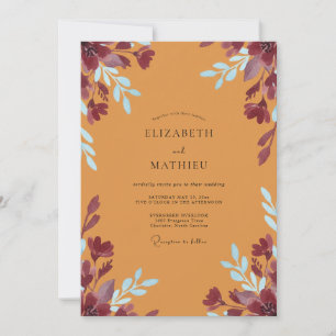 Invitation Mariage aux Feuilles de Prunier Ocres