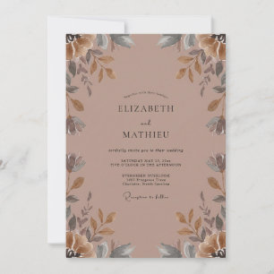 Invitation Mariage aux feuilles de terre cuite atténuées