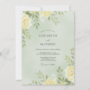 Invitation Mariage aux feuilles délicates jaune beurre
