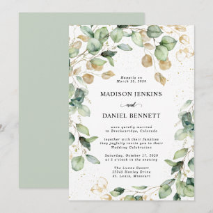Invitation Mariage aux feuilles d'eucalyptus dorées